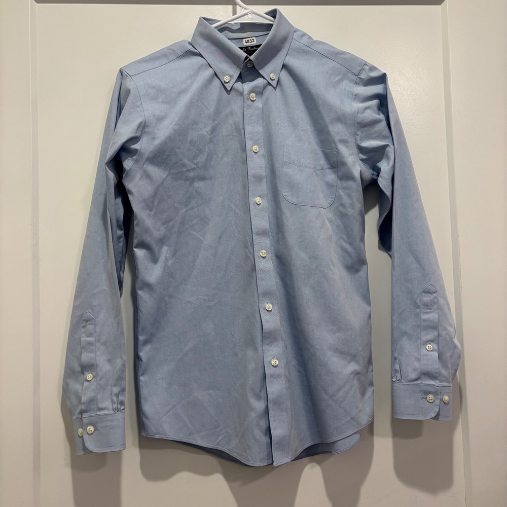 Brooks Brothers Boys 14 Blue Non-Iron Cotton Oxford Button Down Shirt LS